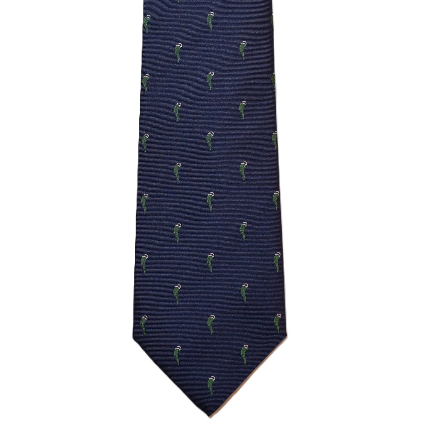Blue necktie with green Italian horns