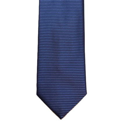 Blue necktie with horizontal lines (narrow)