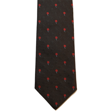 Brown necktie with red flowers