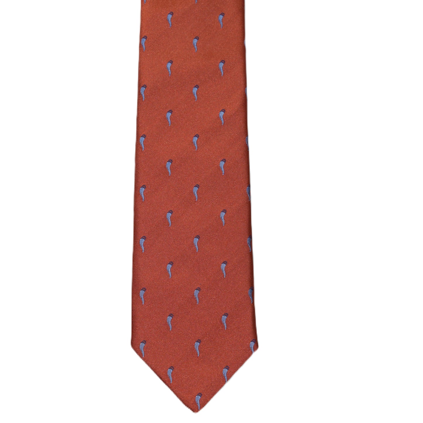 Burnt Orange necktie with light blue Italian horn