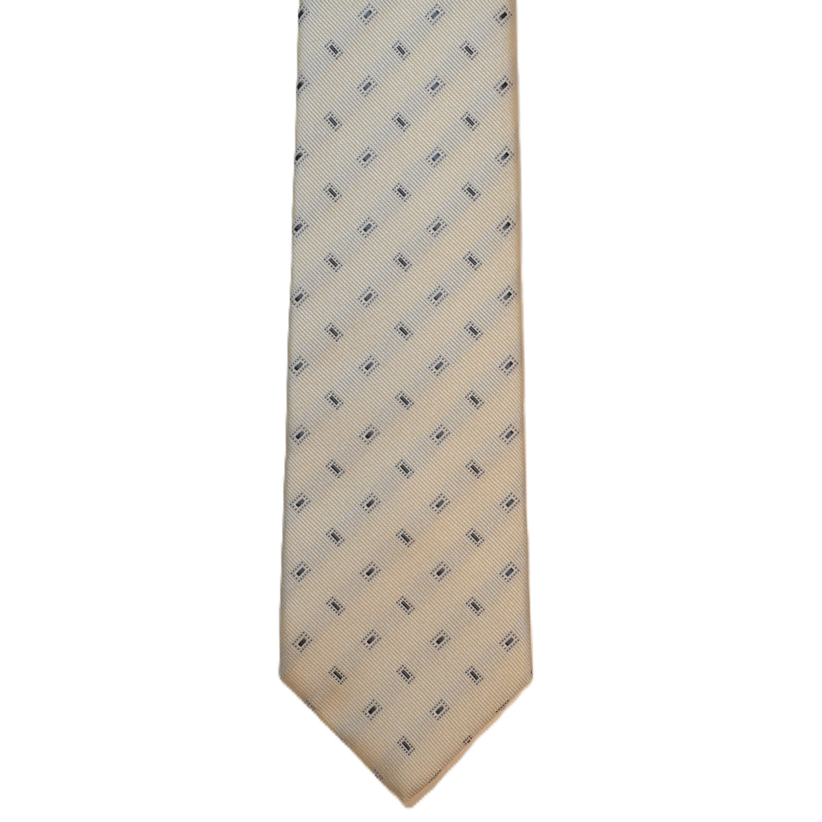 Cream necktie with grey rectangles (narrow)