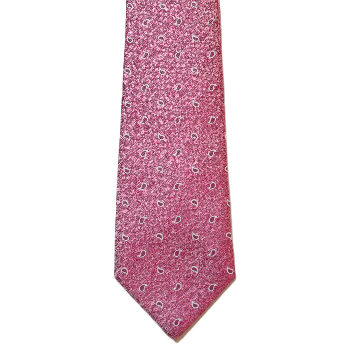 Fuchsia necktie with white paisley
