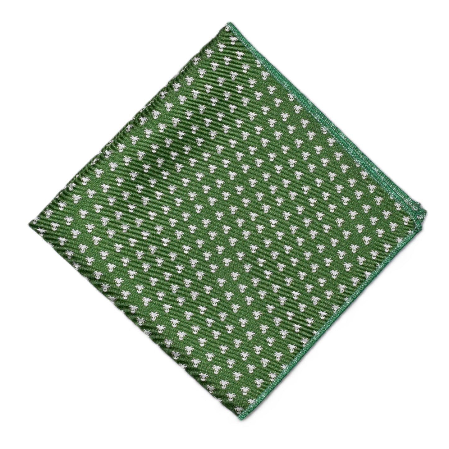 Green pocket square with white octopus