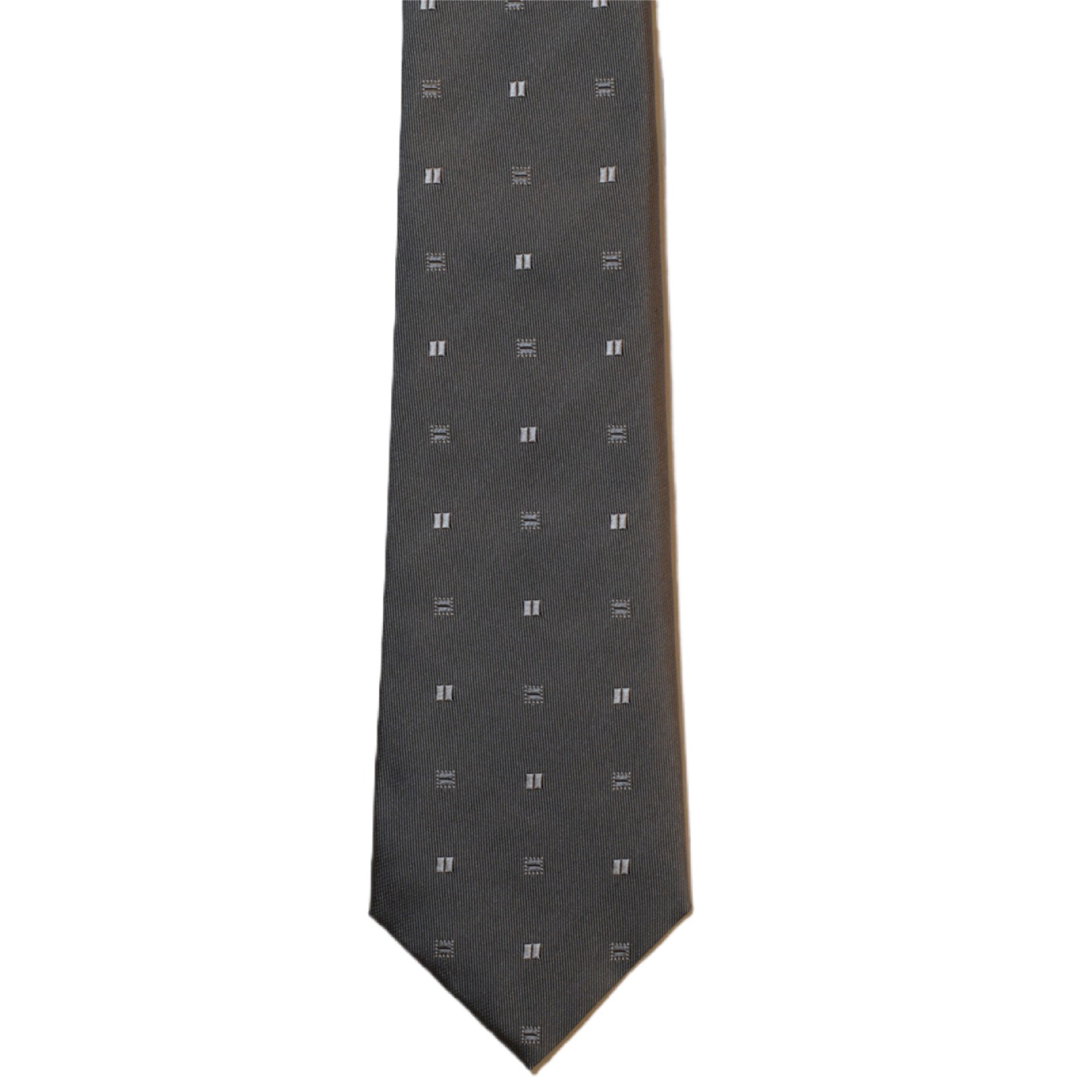 Grey necktie with grey rectangles (skinny)