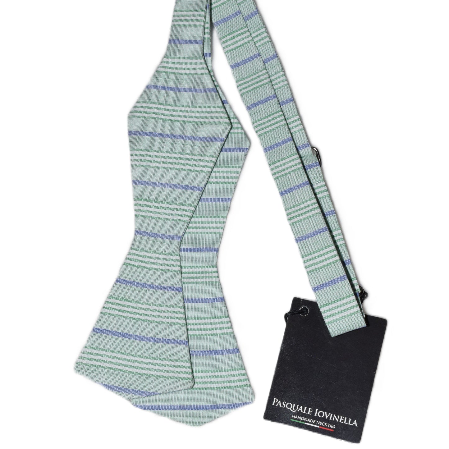 Light Green with white and purple stripes bowtie