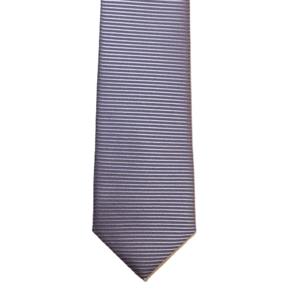 Mauve necktie with black horizontal stripes