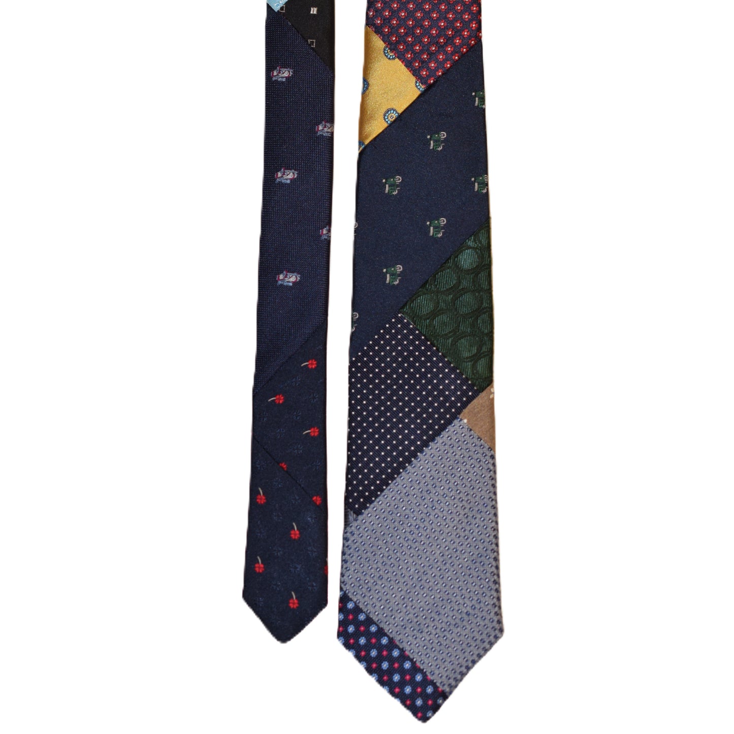 Patchwork necktie with green vespa