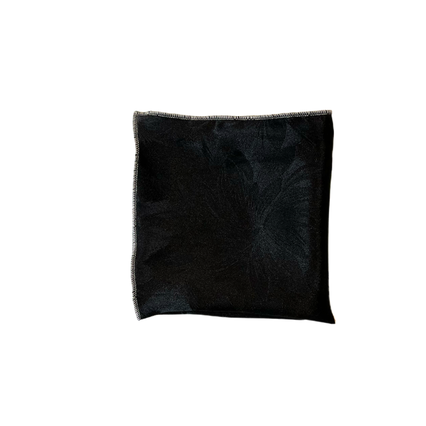 Black flowers pocket square with white border