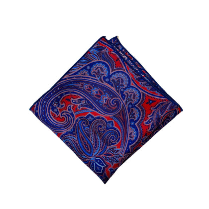Purple paisley with red pocket square