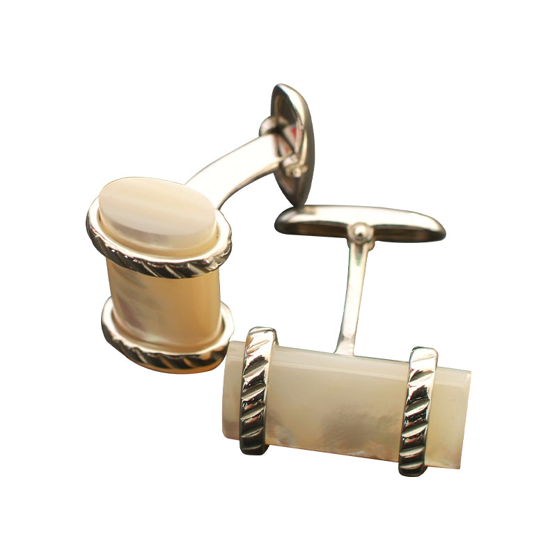 Mother pearl with sterling silver accent cufflink