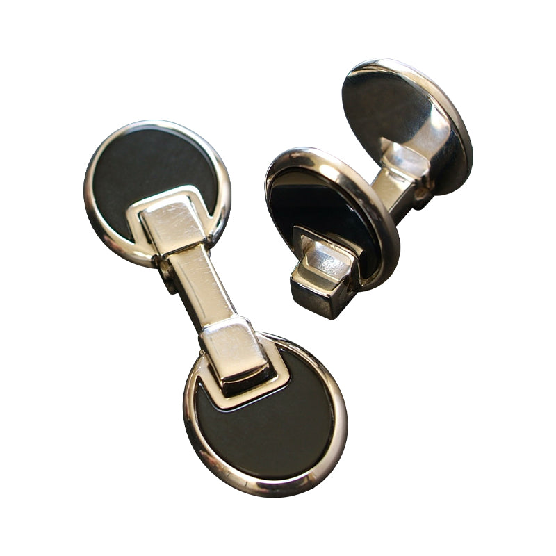 Oval shape sterling silver with onyx center cufflink