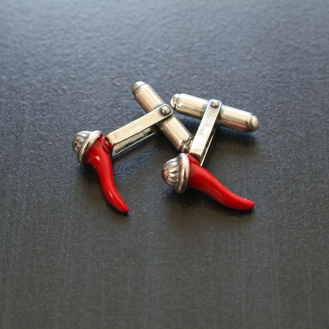Red Italian horn cufflinks
