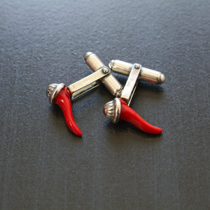 Red Italian horn cufflinks