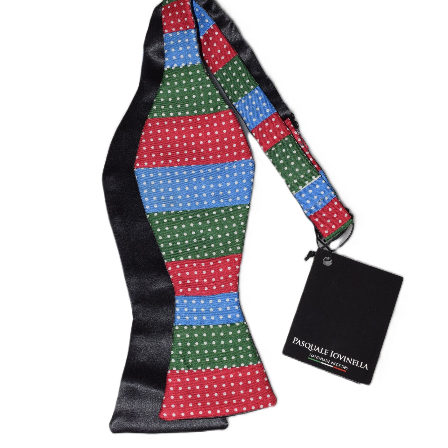 2 in 1 multi color white polka patchwork bowtie and dark grey