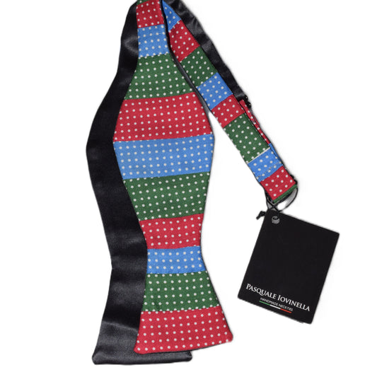 2 in 1 multi color white polka patchwork bowtie and dark grey