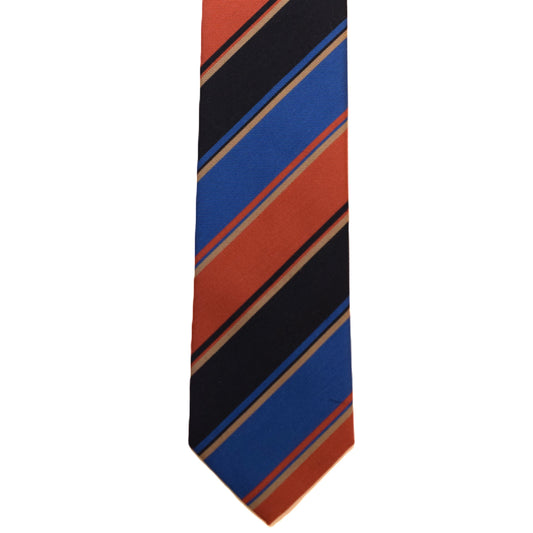 Black Blue Orange wide stripes necktie (narrow)