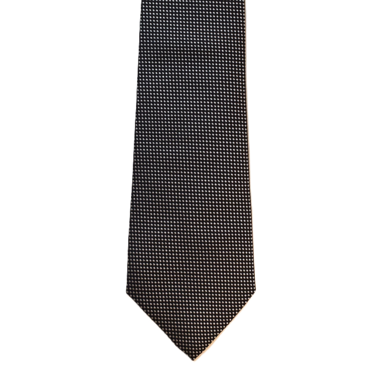 Black with small white square polka dots