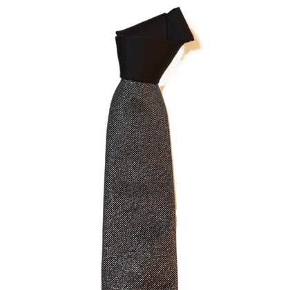 2 in 1 Black with silver necktie with black knot