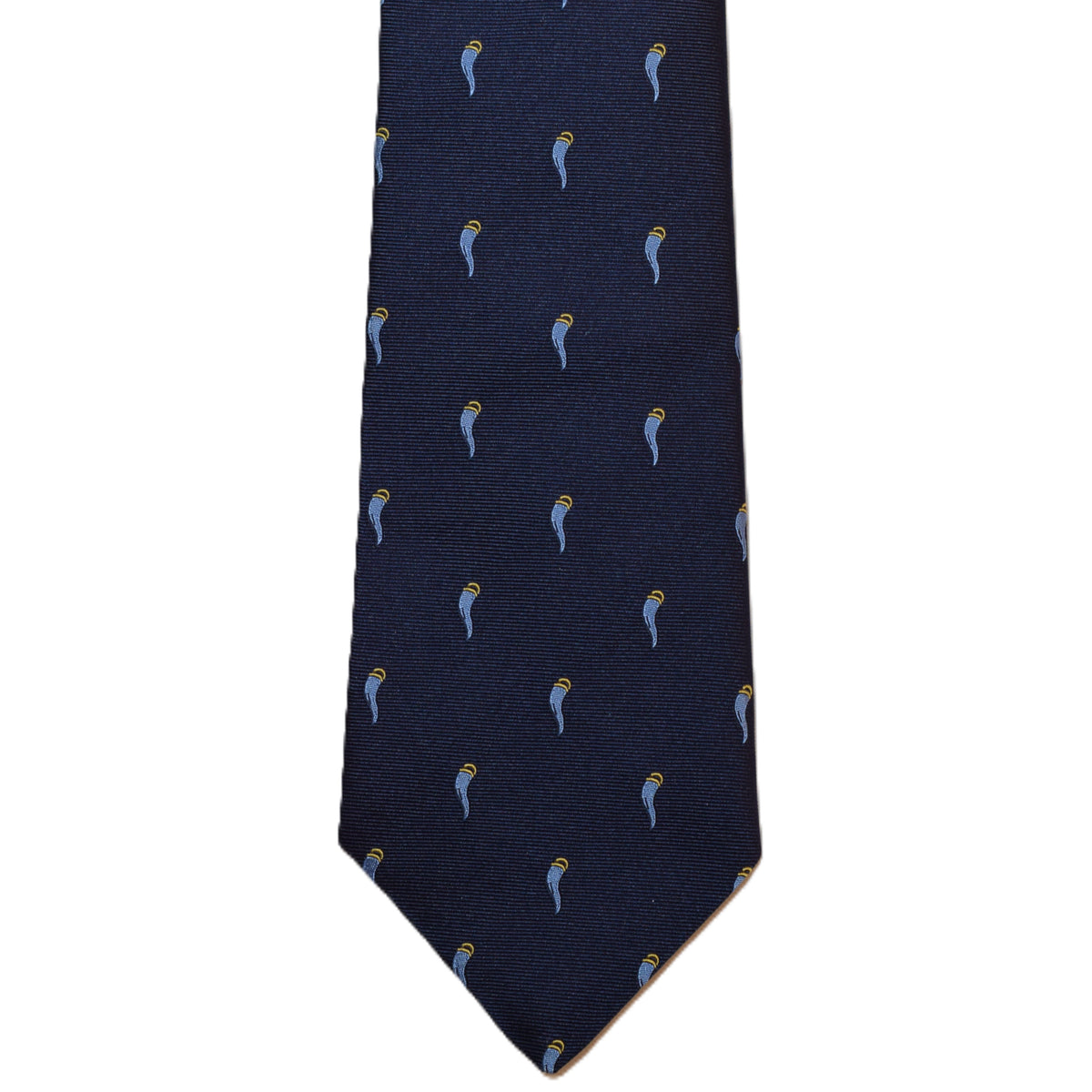 Blue necktie with blue Italian horns
