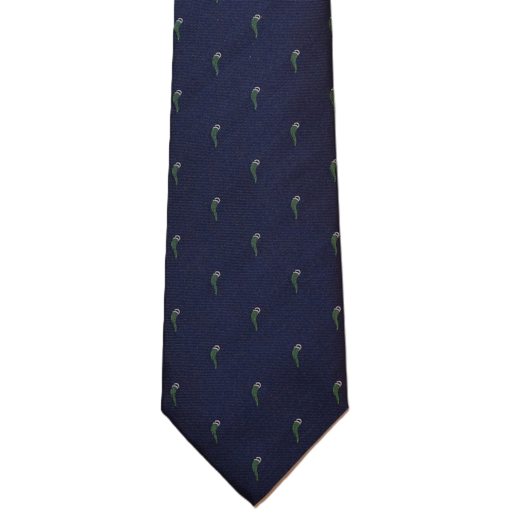 Blue necktie with green Italian horns