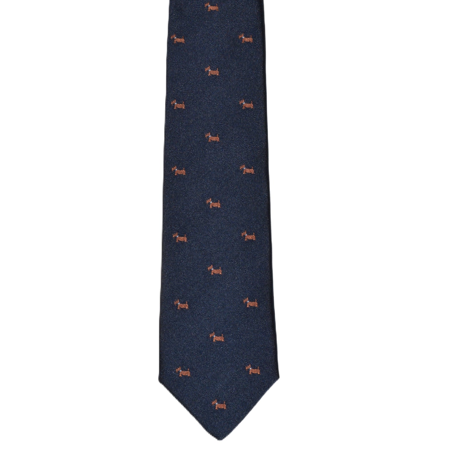 Blue necktie with orange dogs