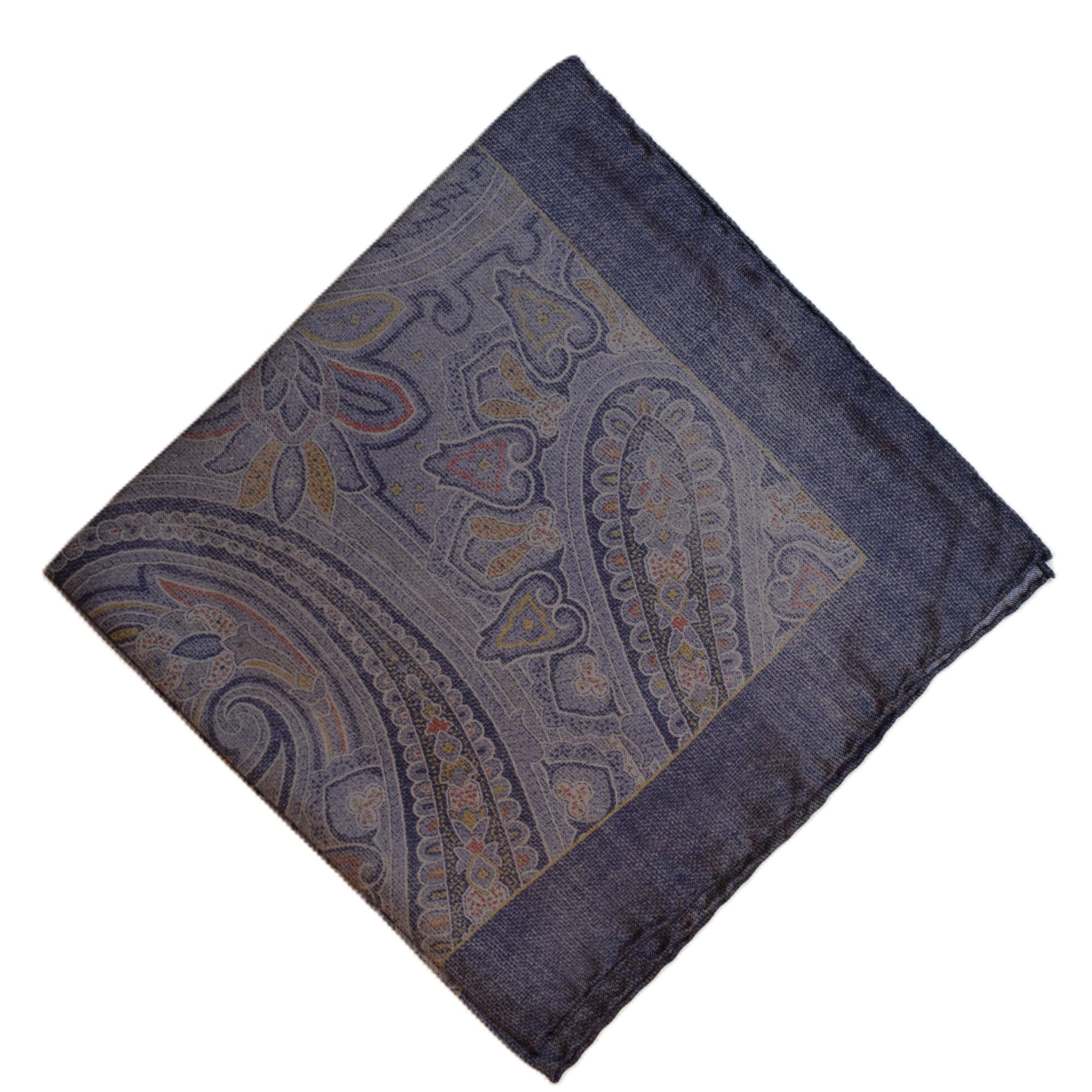 Bluish large paisley pocket square