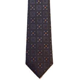 Brown necktie with large black/brown squares (narrow)
