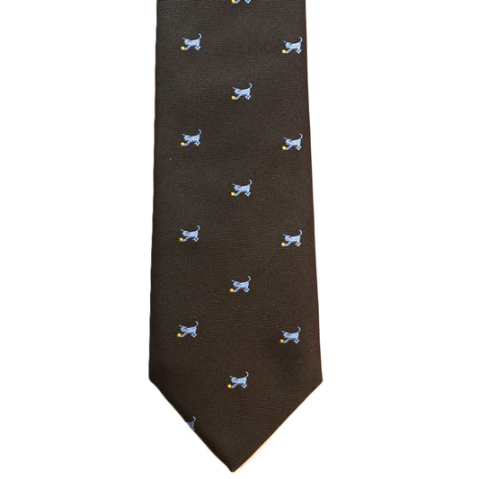 Brown necktie light blue cats