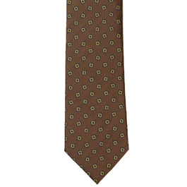 Brown necktie with tan squares