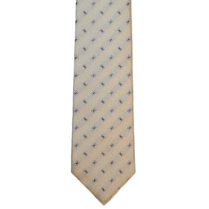 Cream necktie with grey rectangles (long)