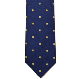 Dark Blue necktie with blue yellow flowers (narrow)