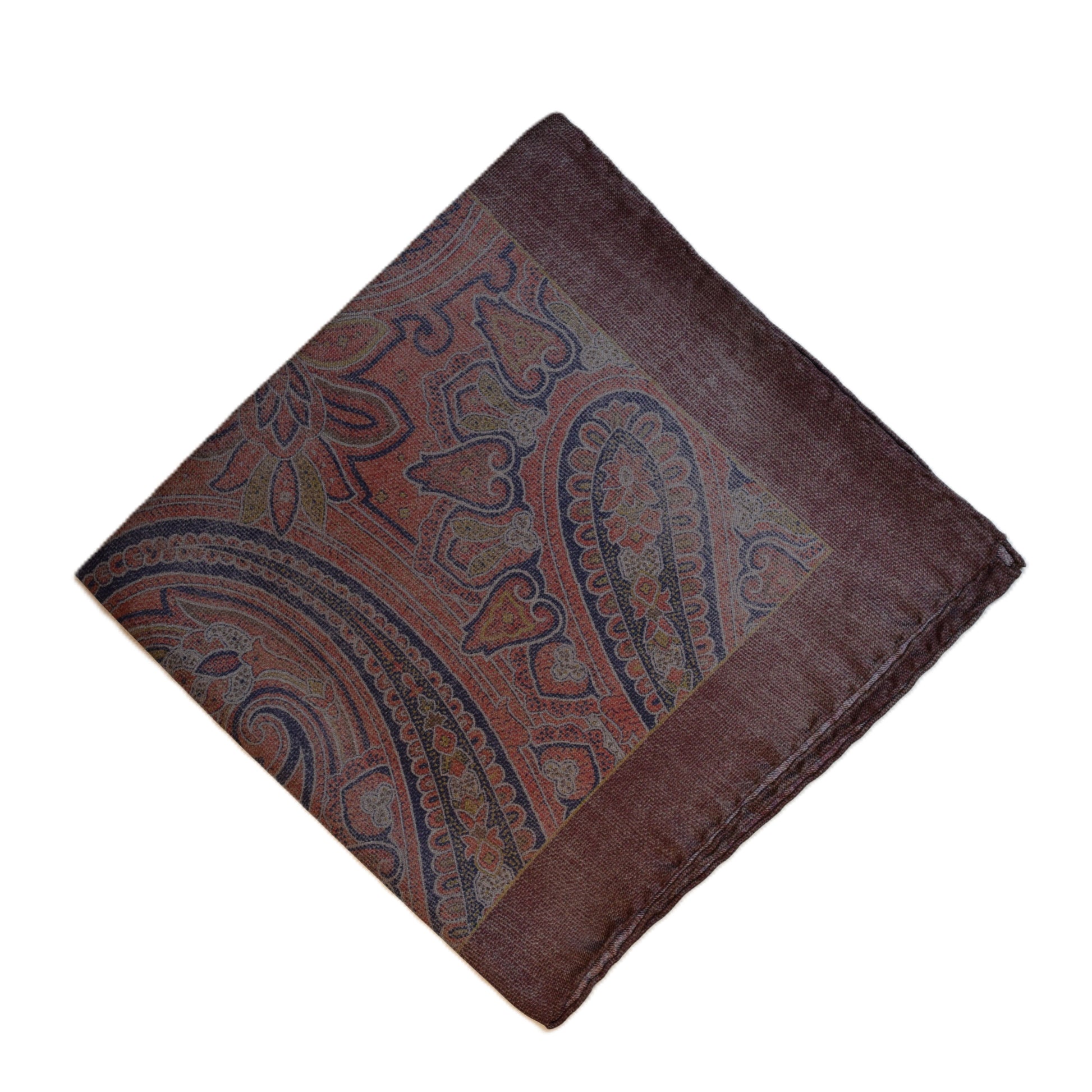 Dark red large paisley pocket square