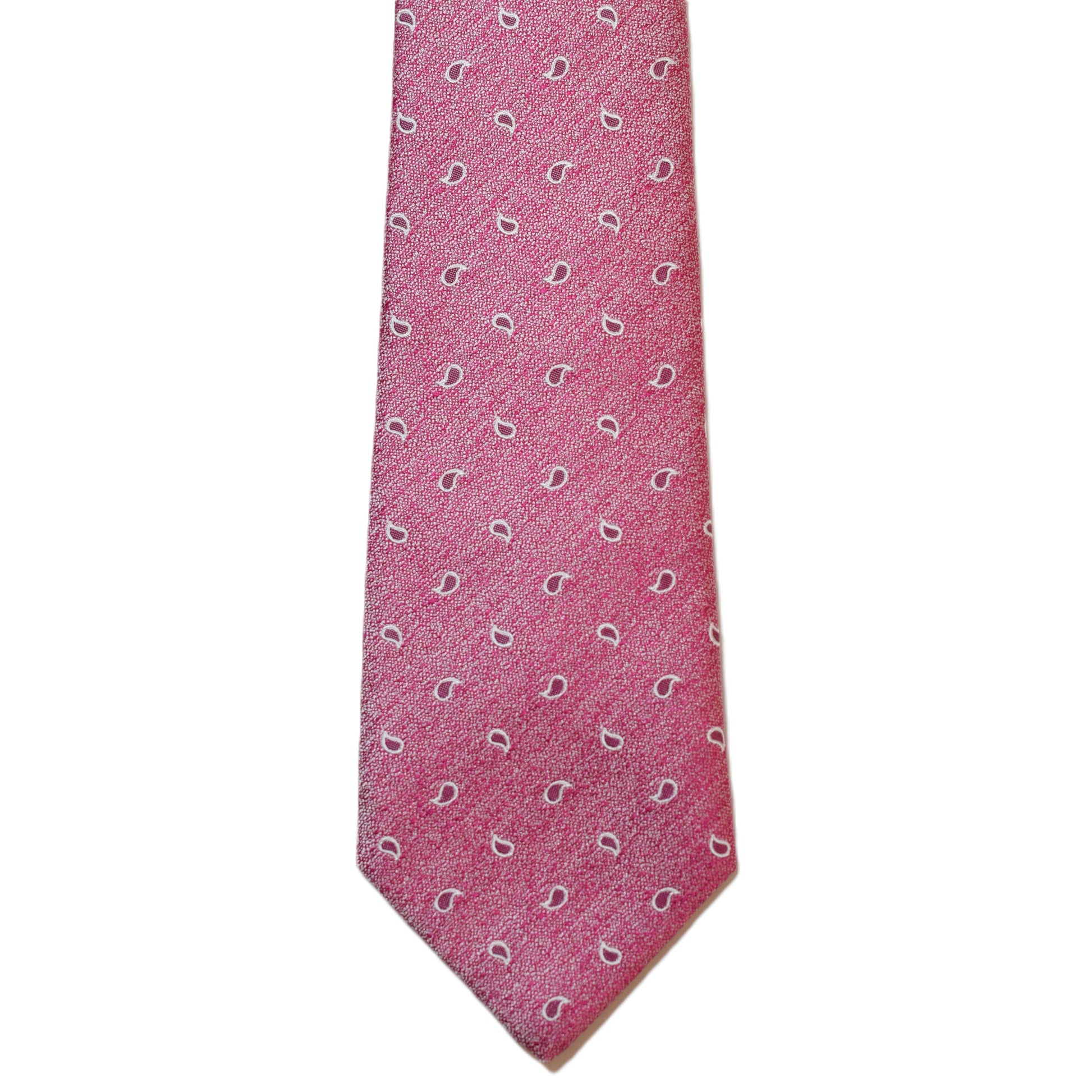 Fuchsia necktie with white paisley