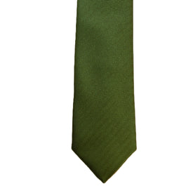 Green necktie with herringbone design