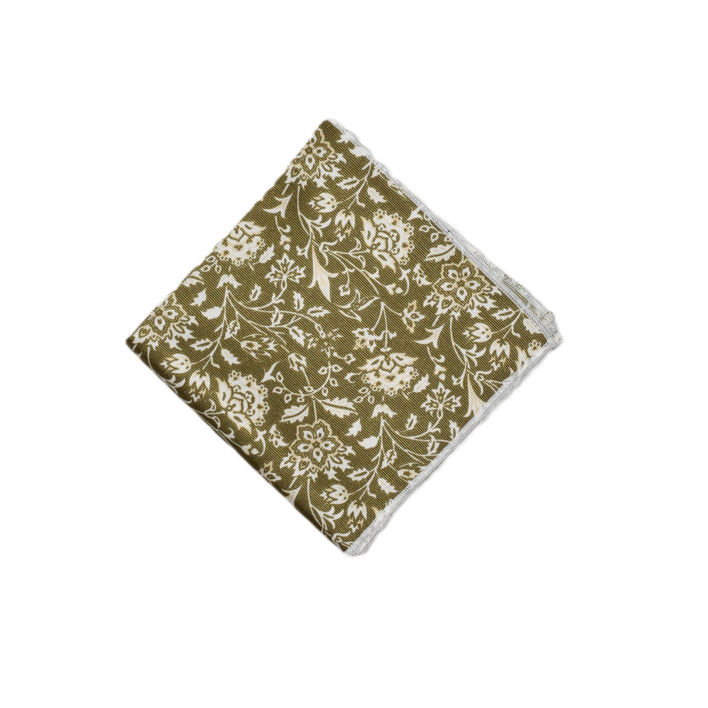 Green pocket square with white flowers
