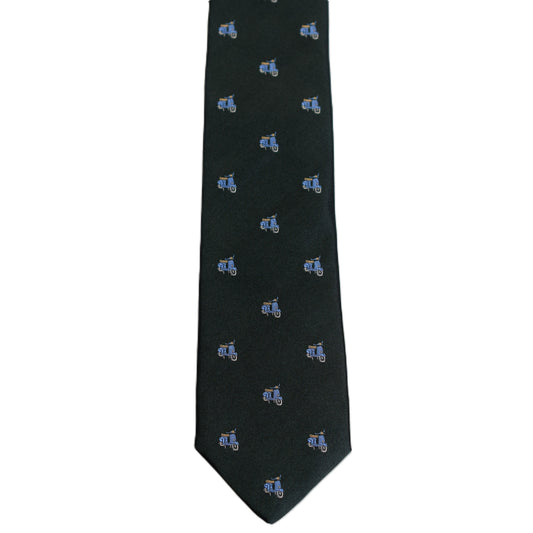 Green necktie with light blue vespa