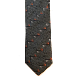 Grey necktie with black long swirls