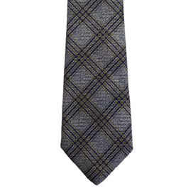 Grey necktie with navy green plaid