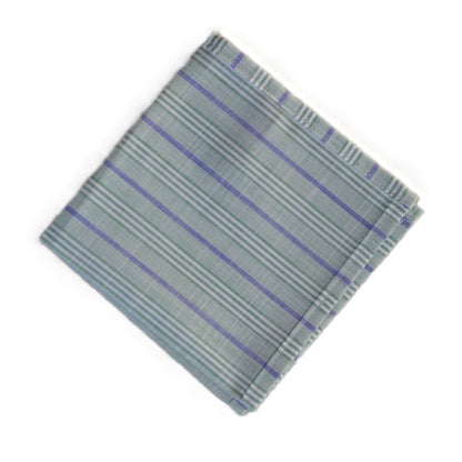 Light Green with white and purple stripes pocket square