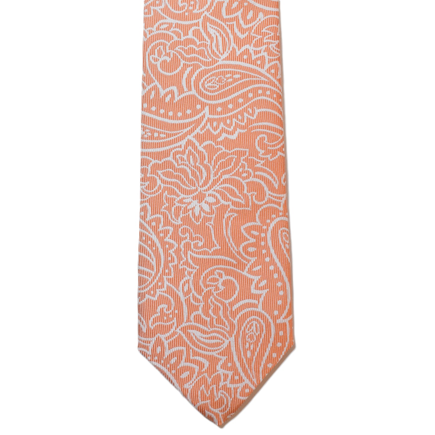 Light Salmon necktie with white paisley