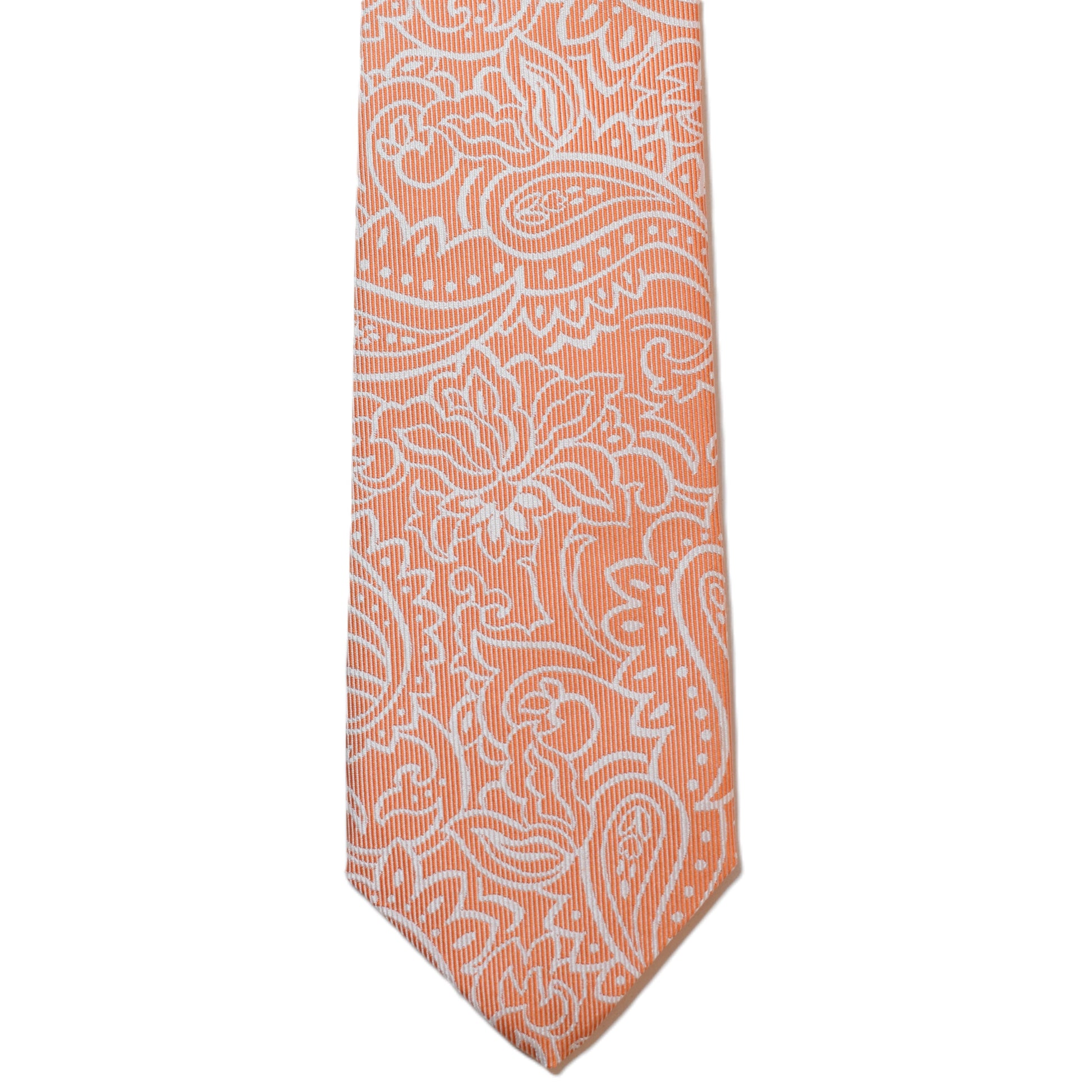 Light Salmon necktie with white paisley