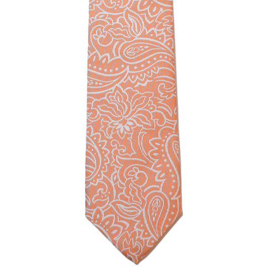Light Salmon necktie with white paisley