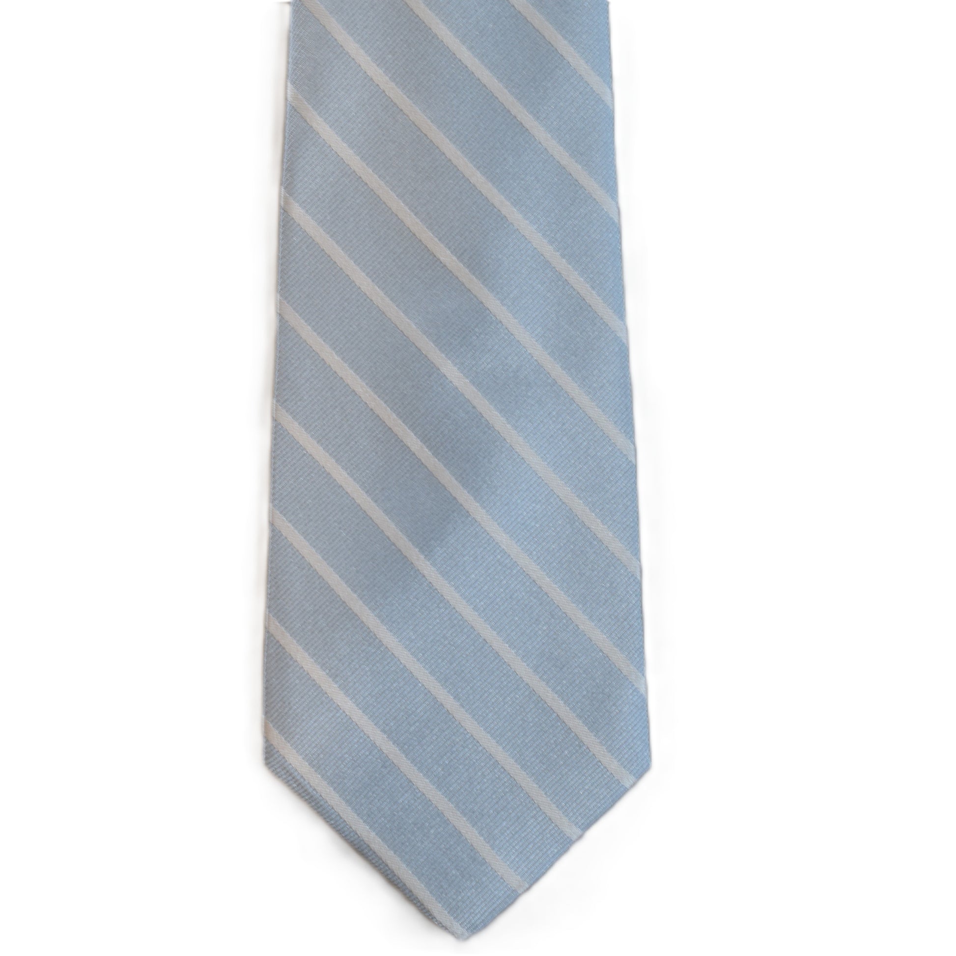 Light blue necktie with white stripes
