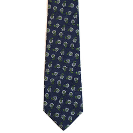 Navy necktie with green paisley