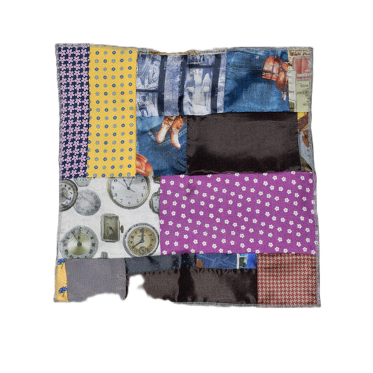 Patchwork pocket square and grey (double sided)