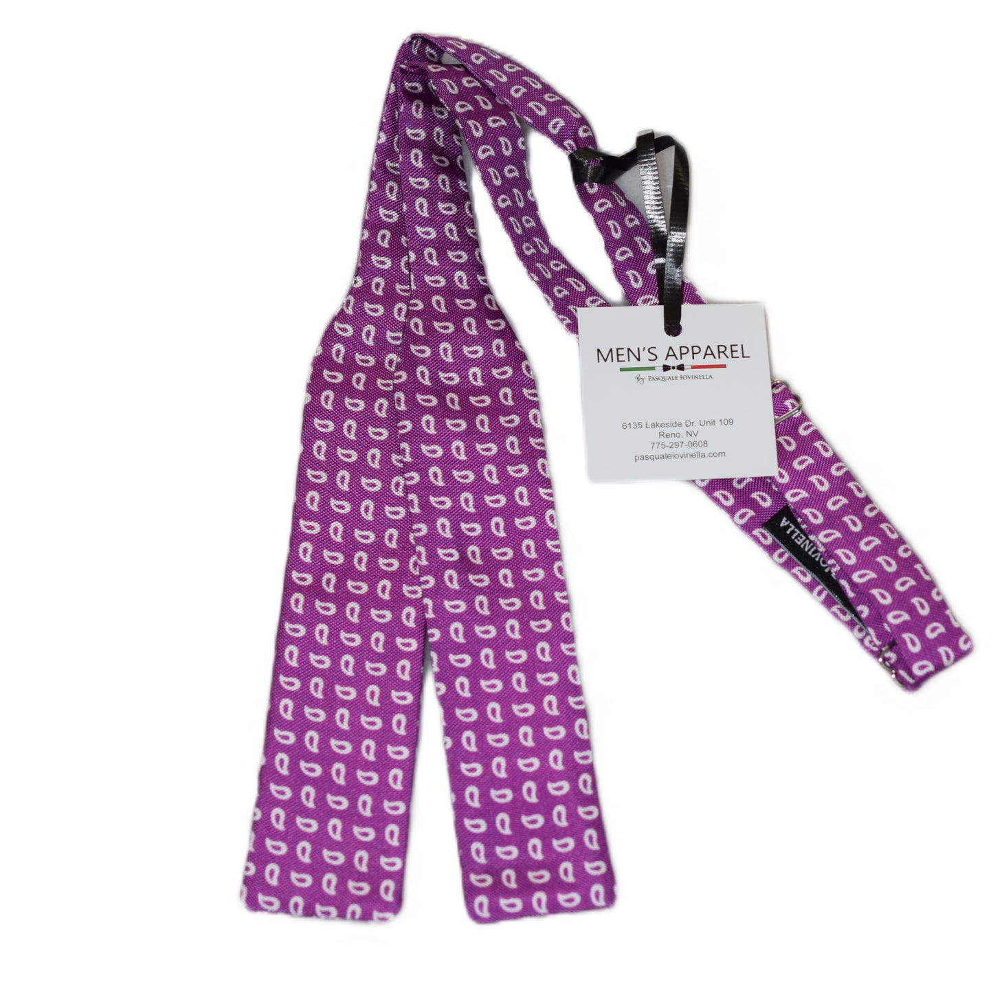 Purple bowtie with white paisley