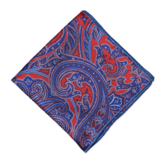 Purple pocket square paisley with red 