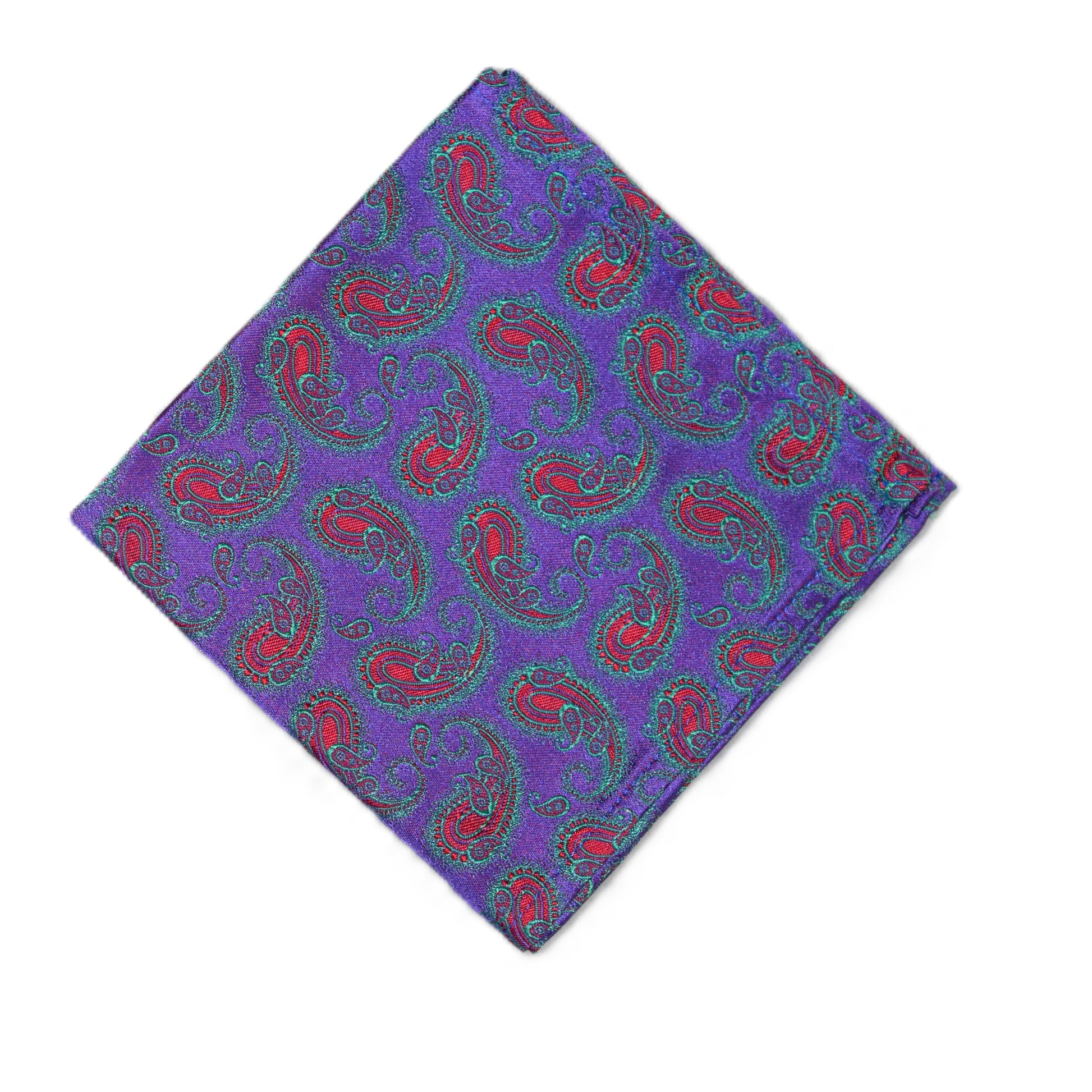 Purple with red paisley pocket square