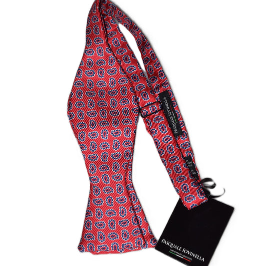 Red bowtie with blue paisley