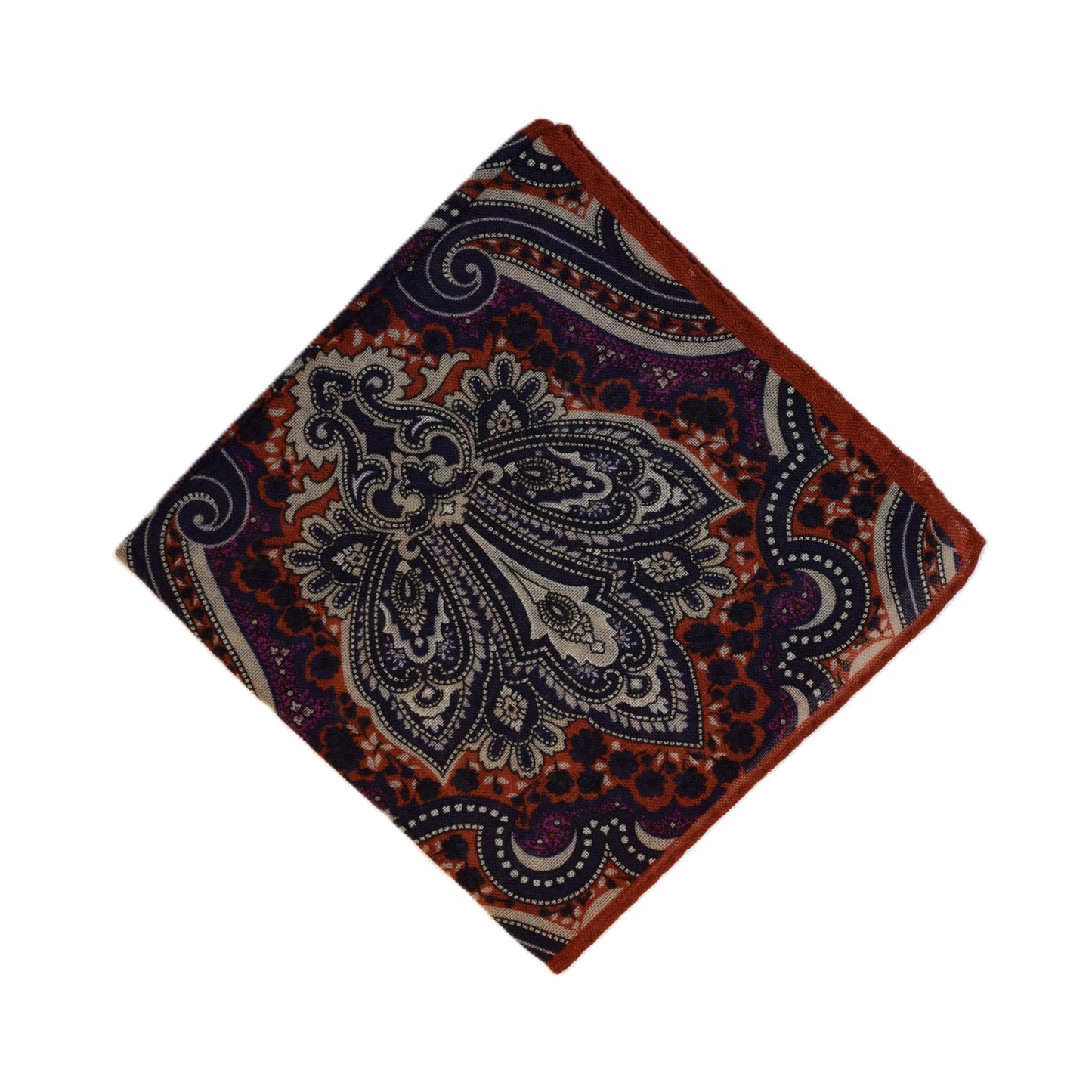 Rust boarder with large center design pocket square